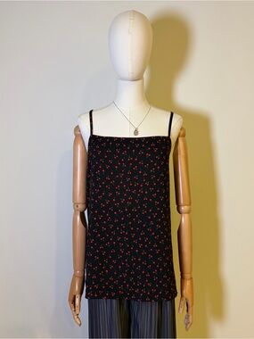 POPSUGAR Black Cherry Print Cami Tank Top XXL NEW